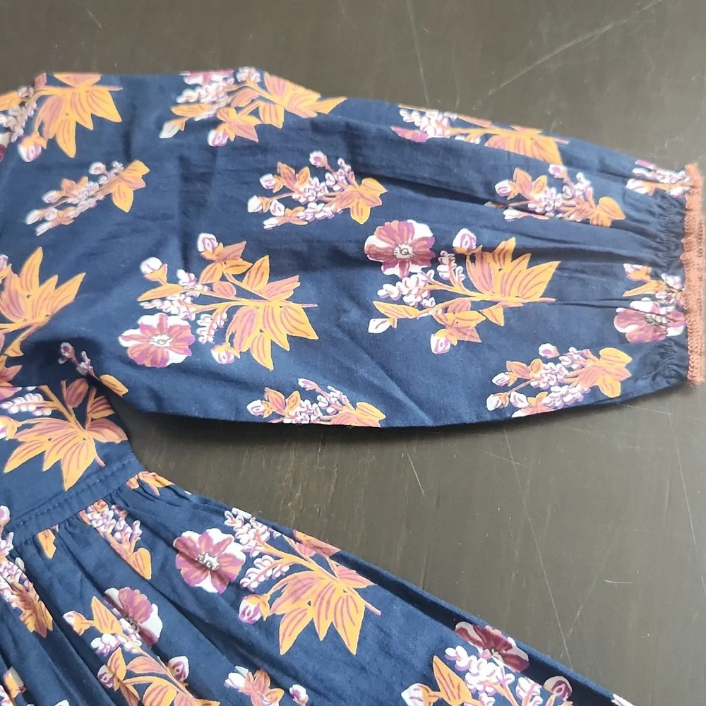 Pink Chicken Blue Floral Casual Dress